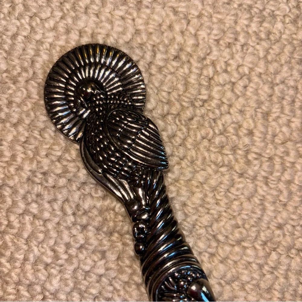 Godinger silver-plated serving spoon turkey cornucopia design cranberry server